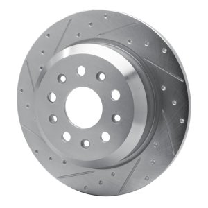 Jeep Wrangler Brake Rotor (1) - Rear Left - R1 Concepts - Drilled & Slotted - Silver - `18-`25